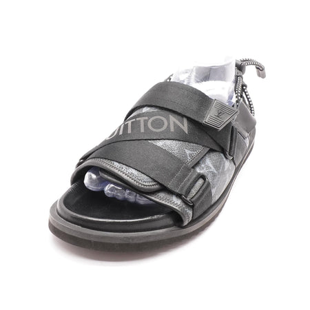 Hononlulu Pastel Monogram Black Leather Outdoor Sandals