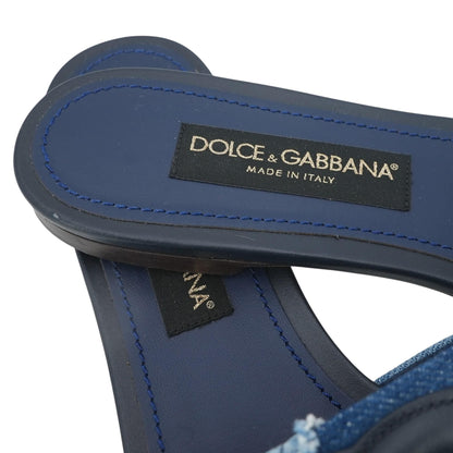 Blue Patchwork Denim Slides with DG Logo