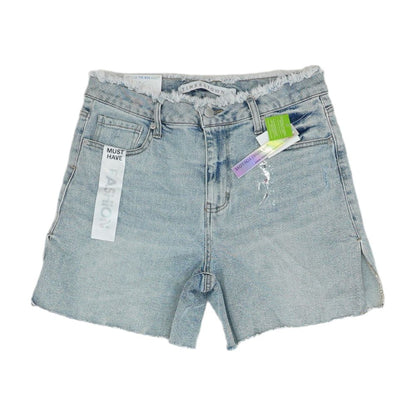 Blue Solid Denim Shorts