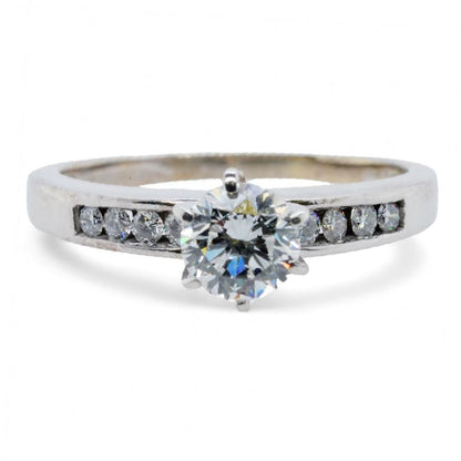 14K White Gold Six Prong Diamond Engagement Ring