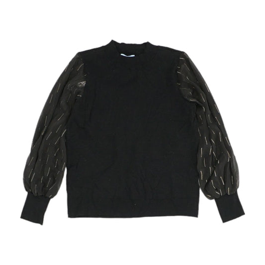 Black Solid Mockneck Sweater