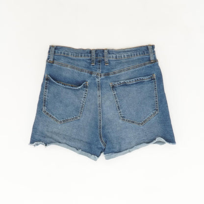 Blue Solid Denim Shorts