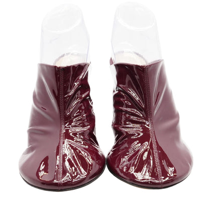 Dot Patent-Leather Mules in Burgundy