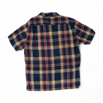 Navy Plaid Short Sleeve Button Down