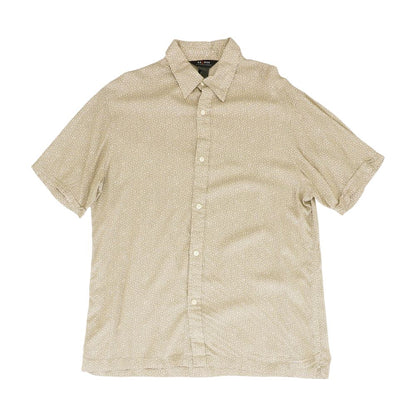 Tan Geometric Short Sleeve Button Down