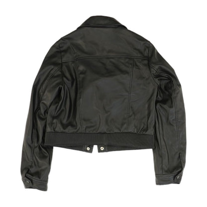 Black Solid Faux Leather Jacket