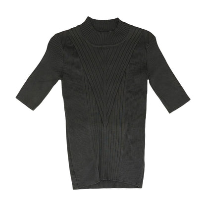 Charcoal Solid Mockneck Knit Top