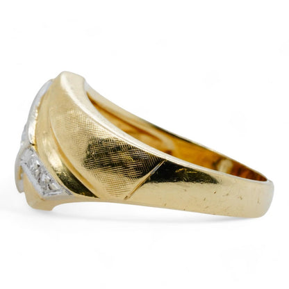 14K Two Tone Gold Diamond Signet Ring