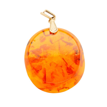 21K Gold Bail With Red/Orange Stone Pendant