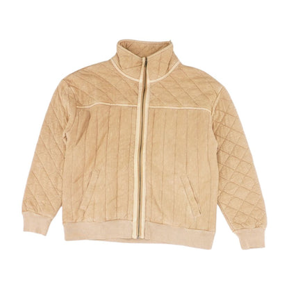 Beige Solid Bomber Jacket