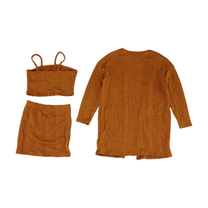 Brown Skirt, Tank and Cardigan Set