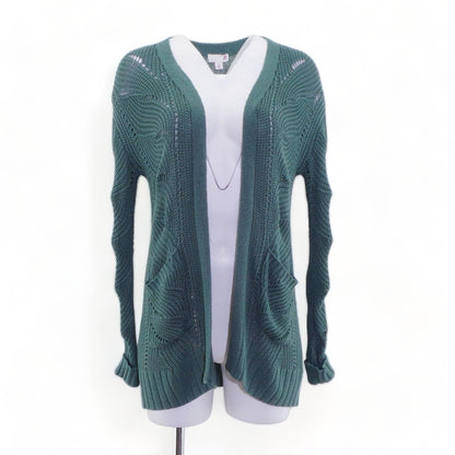 Teal Solid Cardigan Sweater