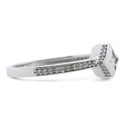 10K White Gold Princess Diamond Center With Accents Band