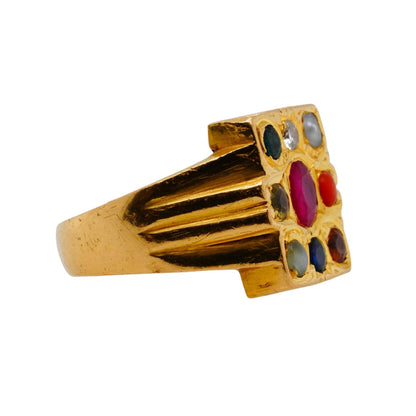 22K Gold Multi-Gemstone Signet Ring