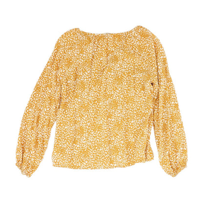 Mustard Animal Print Long Sleeve Blouse