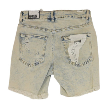 Blue Solid Denim Shorts