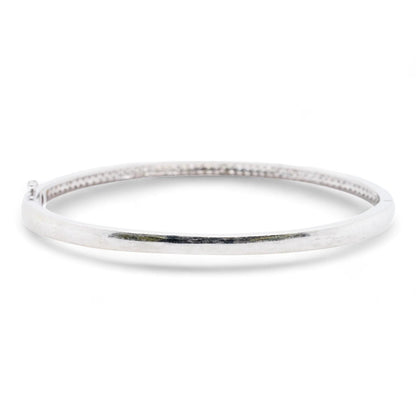 14K White Gold Pave Diamond Hinged Bangle Bracelet