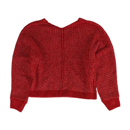 Red Solid V-Neck Sweater