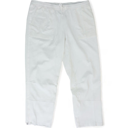 White Solid Active Pants