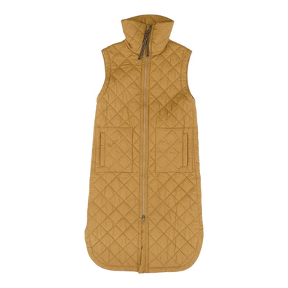 Beige Quilted Long Parka Vest