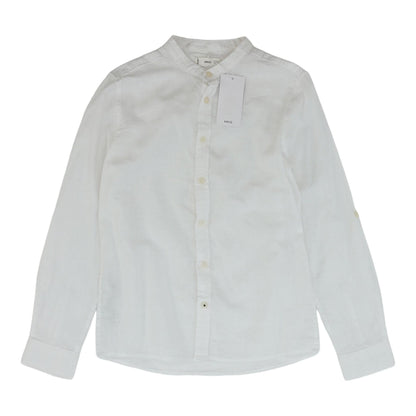 White Solid Long Sleeve Button Down