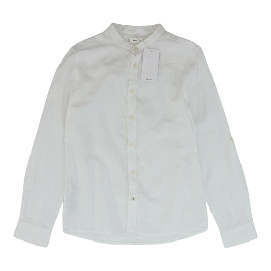White Solid Long Sleeve Button Down
