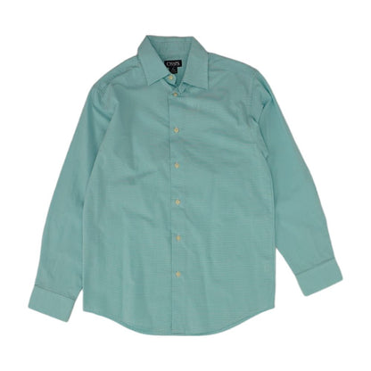 Blue Solid Long Sleeve Button Down