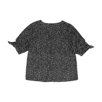 Black Graphic Short Sleeve Blouse