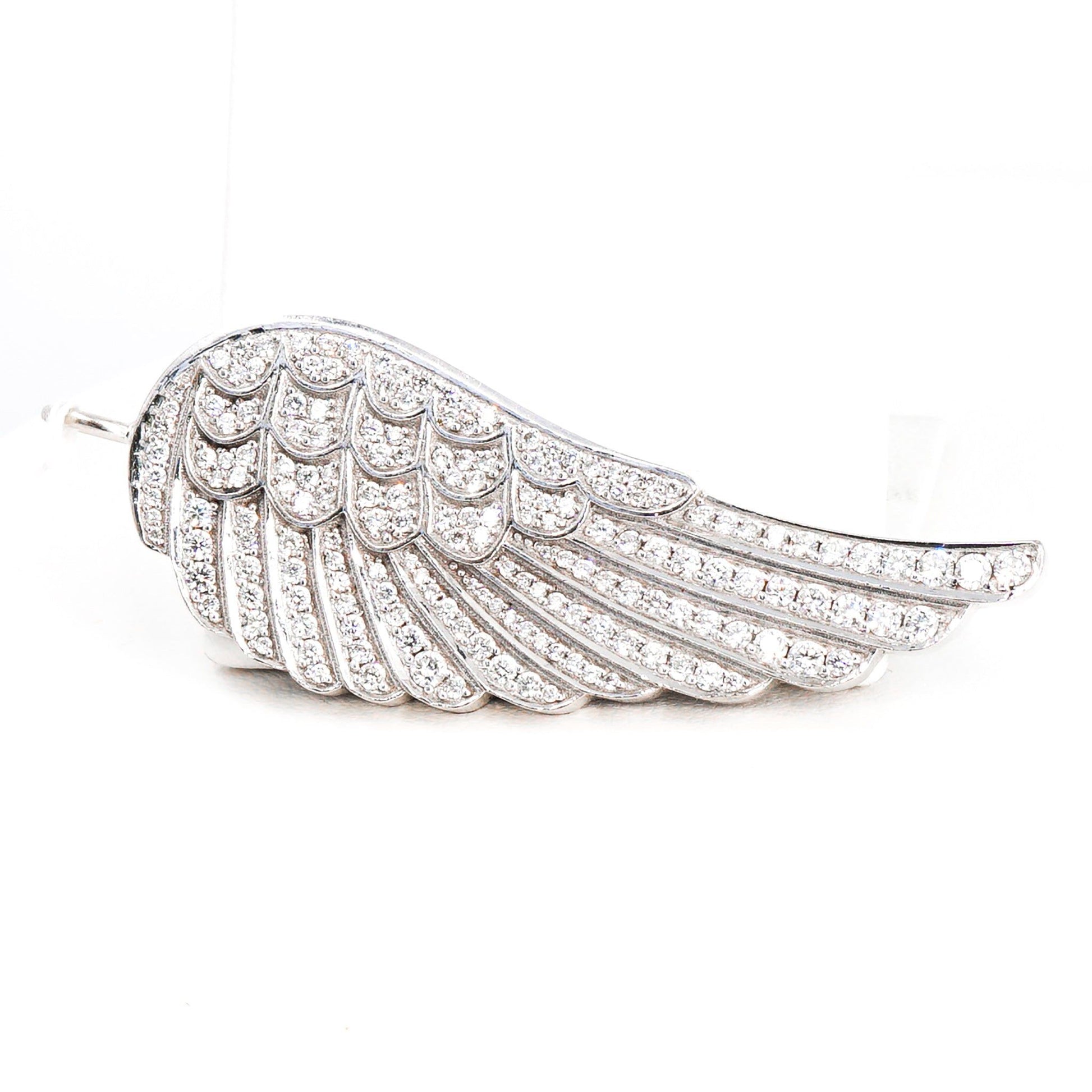 18K White Gold Diamond Safety Pin Brooch | Perlina Jewelers