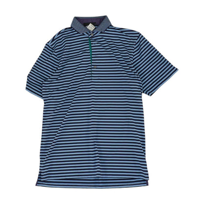 Blue Striped Short Sleeve Polo