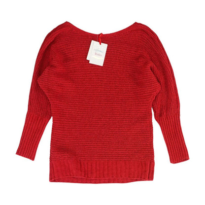 Red Solid Crewneck Sweater