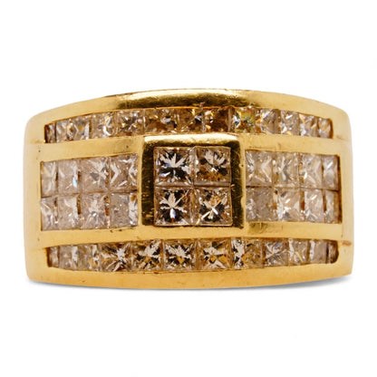 14K Gold Square Diamond Pave Wide Band