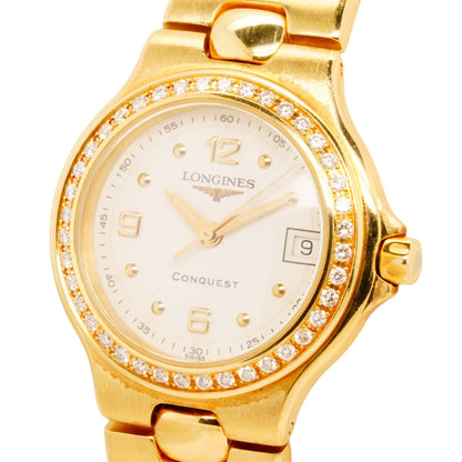 Women's 18K Gold Conquest Diamond Bezel Watch