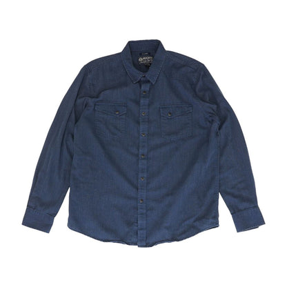 Blue Solid Flannel Button Down