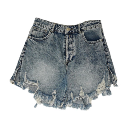 Blue Solid Denim Shorts