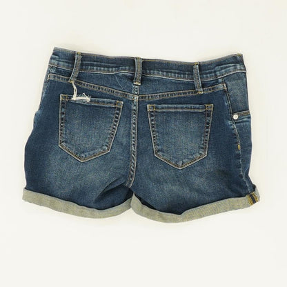 Blue Solid Denim Shorts