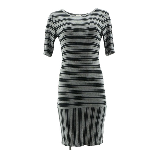 Gray Striped Midi Dress