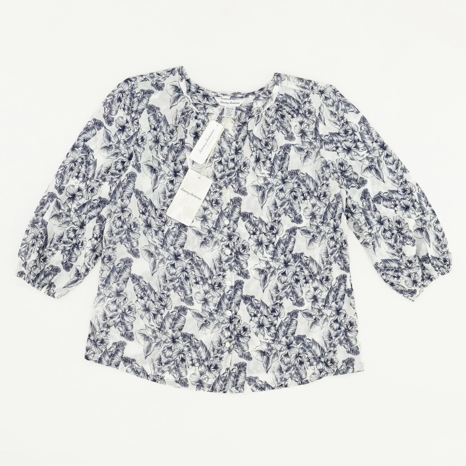 White Floral 3/4 Sleeve Blouse – Unclaimed Baggage