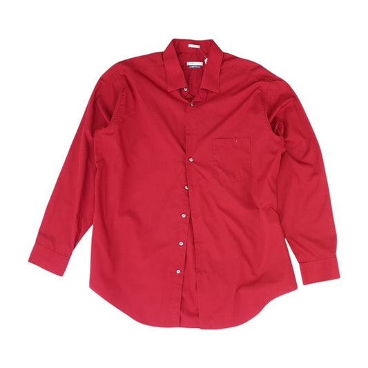 Red Solid Long Sleeve Button Down