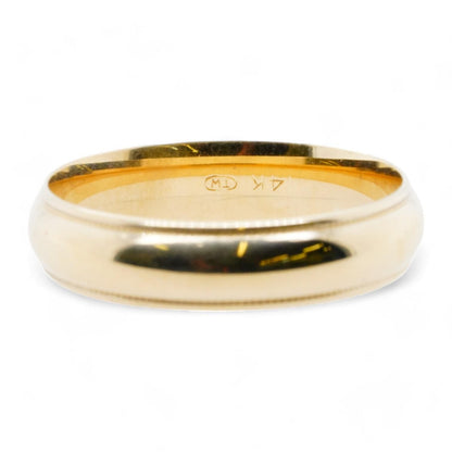 14K Gold Half Round Milgrain Edged Band