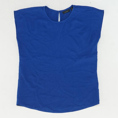 Blue Solid Short Sleeve Blouse