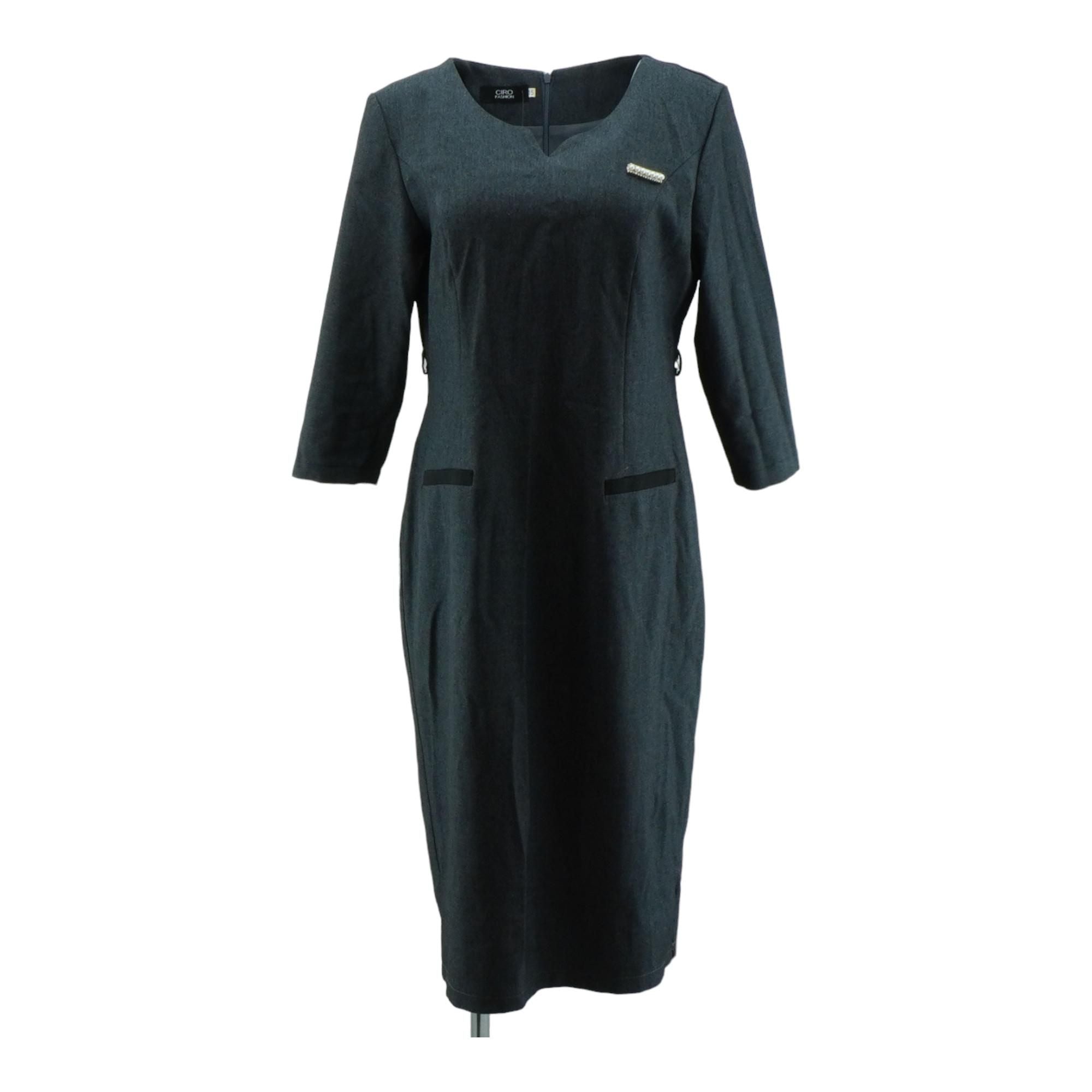 Charcoal Solid Midi Dress Unclaimed Baggage