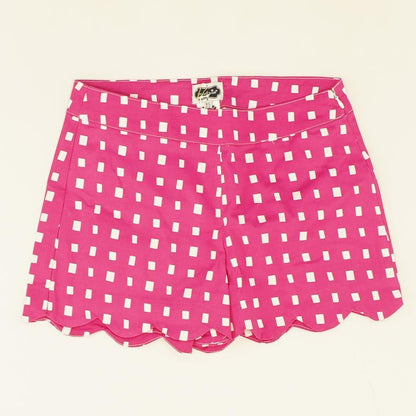 Pink Check Scallop Chino Shorts