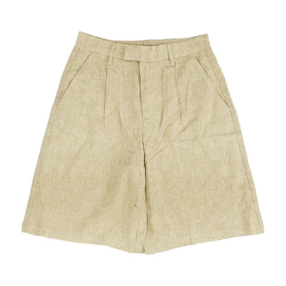 Beige Solid Shorts