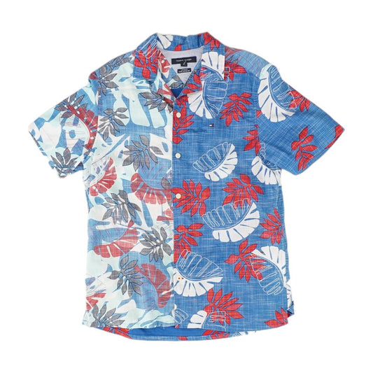 Blue Tropical Short Sleeve Button Down