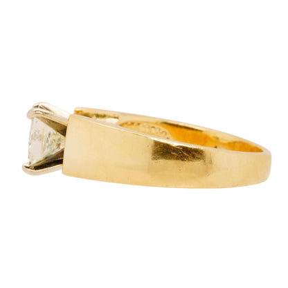 14K Gold Bold Cathedral Shank Solitaire With Princess Cut Diamond Ring