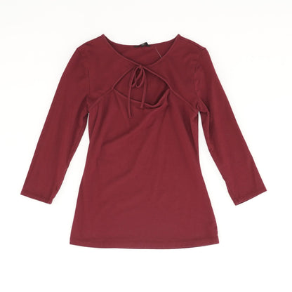 Burgundy Solid Long Sleeve Blouse