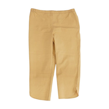 Beige Solid Capri Pants