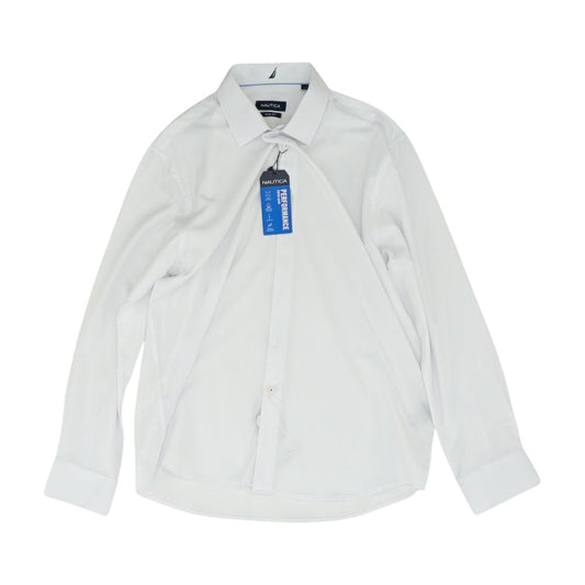 White Solid Long Sleeve Button Down