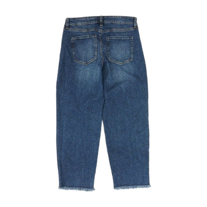 Blue Solid Straight Leg Jeans